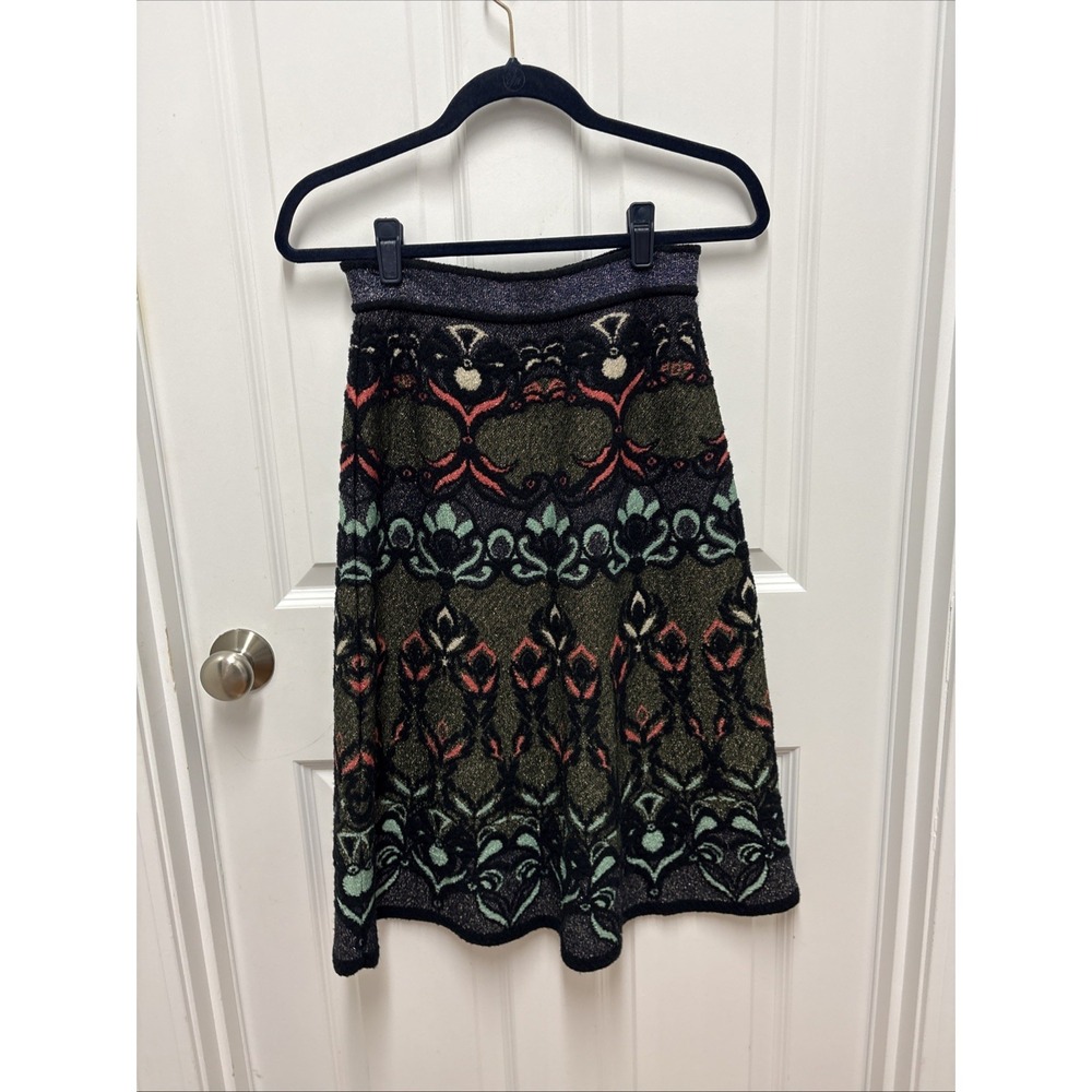 Missoni Knit Midi Skirt Multicolor Metallic Floral Metallic Pattern - Size 42